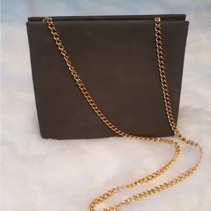 RESERVED Salvatore Ferragamo Gray Suede and Gold hardware handbag crossbody